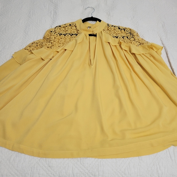 Free People Yellow Blouse Large NWT - Picture 5 of 13